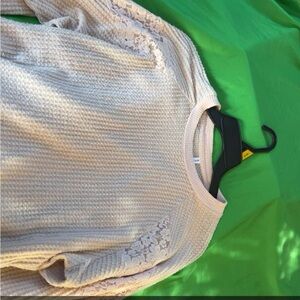 Elegant Women's Cream Lace Long Sleeve Top